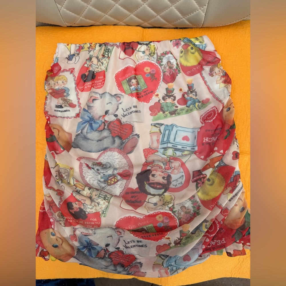 New Girl Order Dolls Kill Vintage Valentine Print Mini Skirt Hearts Kawaii NGO